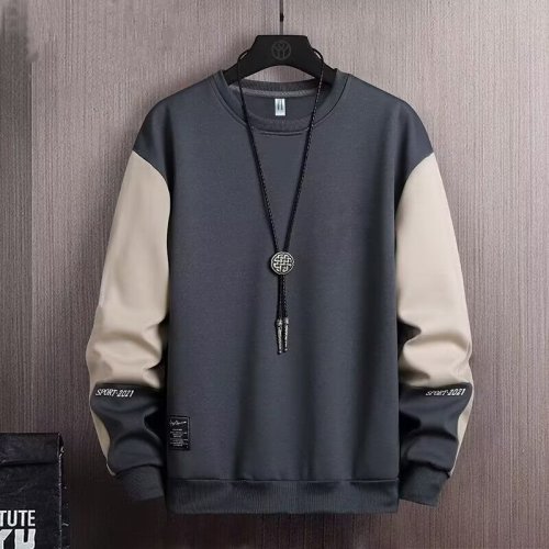 Niketon sweatshirt men's autumn youth loose splicing top casual pullover round neck spring and autumn sports long-sleeved T-shirt