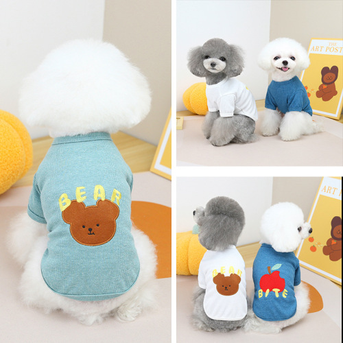 Pet clothing dog clothing small and medium-sized dog clothing spring and summer new products Pomeranian puppy supplies apple bear T-shirt