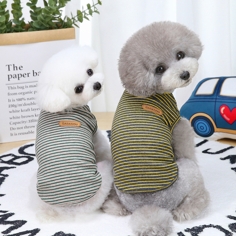 Pet Clothes Dog Clothes Pet Clothes Spring and Summer Flowing Stripe Vest Clothes