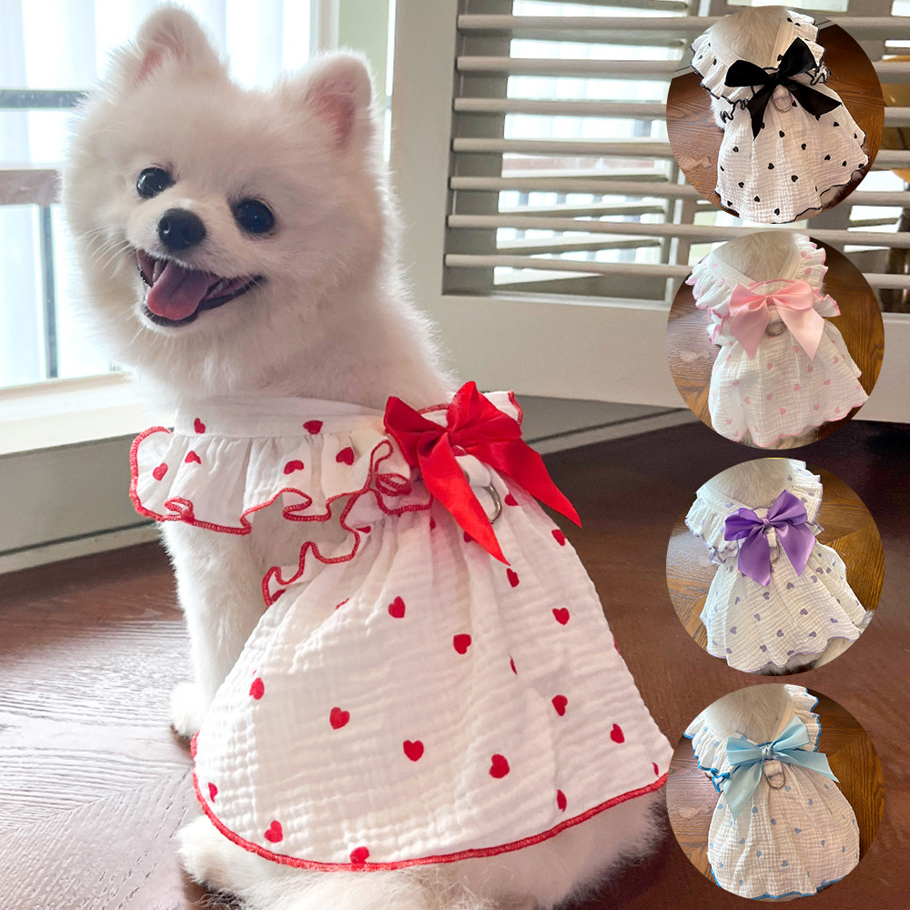 Pet dresses supplies clothes spring and summer dogs, cats, teddy bears, pomei ragdolls, cats, love cotton cloth