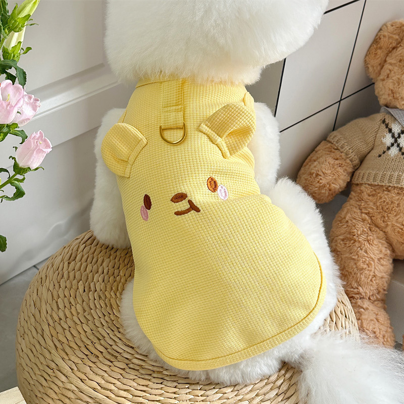 New spring and summer Japanese and Korean pet clothing dog and cat clothes Teddy Bichon Bear VIP can pull waffle vest