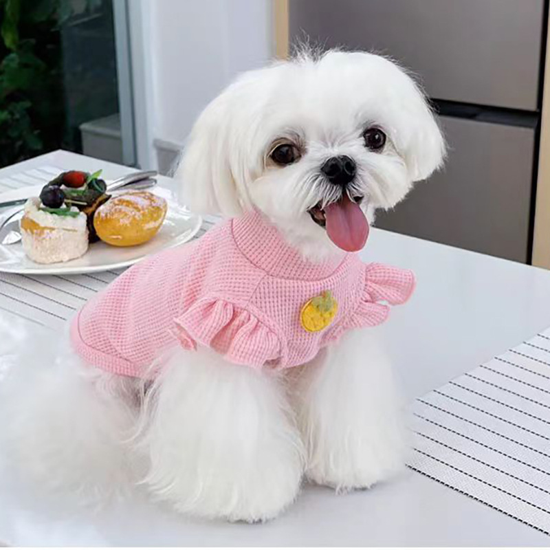 Pet summer thin solid color Bichon Bear Pomeranian small and medium-sized dog new cat sleeveless breathable strawberry vest