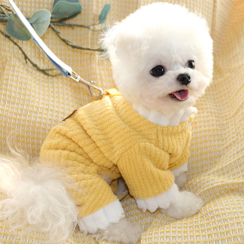Puppy Clothes Pet Teddy Bichon Bear Small Dog Yorkshire Pomeranian Four-legged Fleece Coat Can Traction