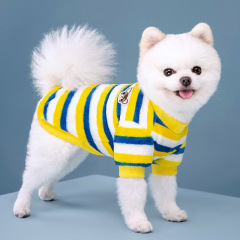 Pet clothes autumn and winter style rainbow striped small velvet jacket cute warm Teddy cat clothing