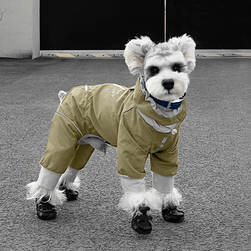 Pet clothes dog zipper reflective waterproof and dustproof four-leg outdoor charge suit