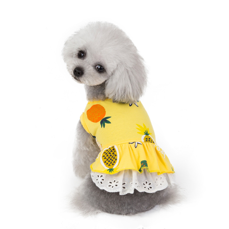 Pet Clothes Spring and Summer Puppy Teddy Pineapple Dress