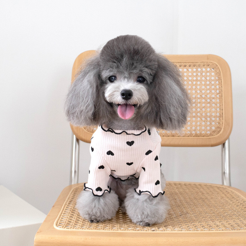 Anti-hair loss love vest pullover spring and autumn style with cat puppy pet clothes small dog puppy teddy