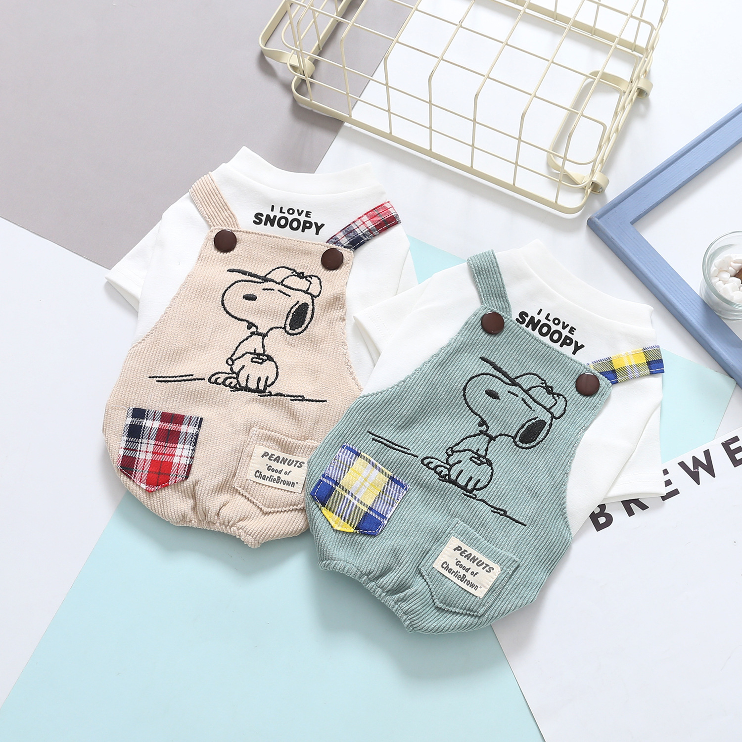 Pet dog clothes four-legged pants corduroy