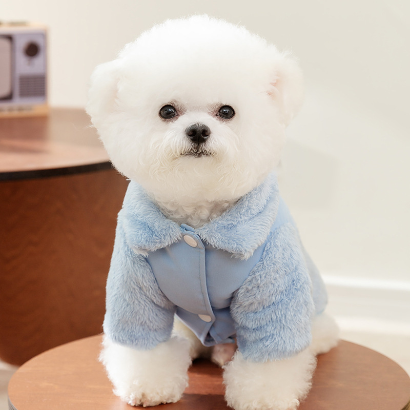Puppy velvet coat macaron color double-sided simple cotton coat Teddy Bichon bear small dog pet clothes