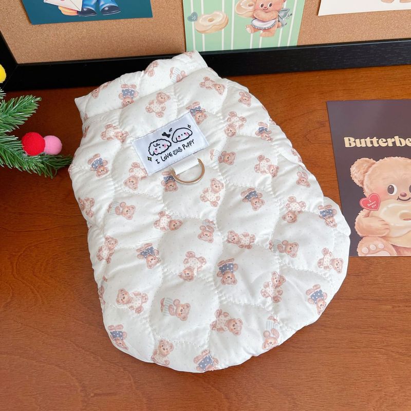 Pet clothes, dogs, cats, cute bears, quilted cotton and velvet, warm and pulling cotton jackets and vests