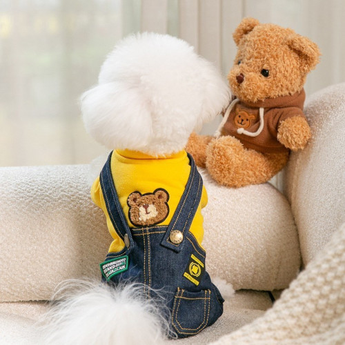 Bear jeans four-legged overalls thin winter Teddy Bichon Bear pet puppy clothes small dog autumn and winter