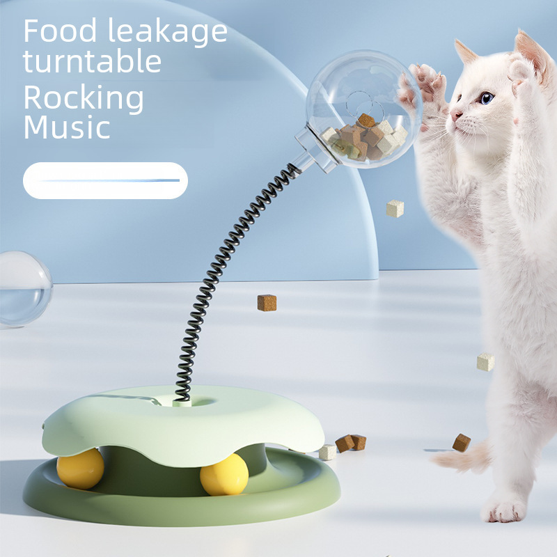 Cat toy cat carousel with spring leaking ball cat amusement plate teasing cat self-entertainment pet cat