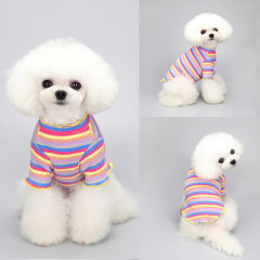 Pet Clothes Spring and Autumn Cotton Rainbow Dog Cat Small Dog Teddy Schnauzer Dog Sweatshirt