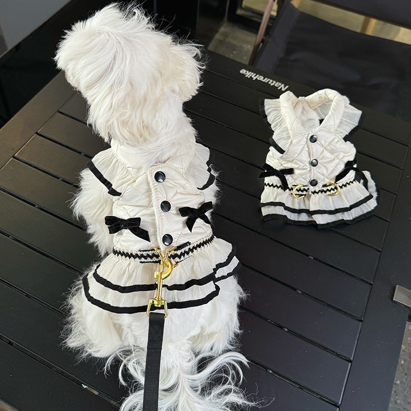 Heartwarming favorite pet dog and cat chest and back traction suit small fragrant cotton clothing chest and back