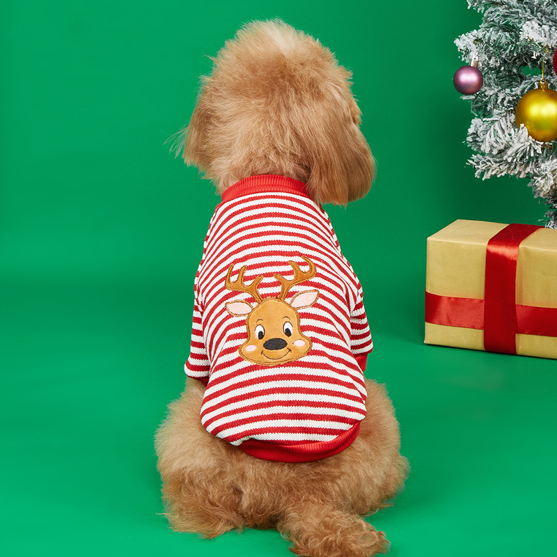 New dog clothes wool teddy embroidered deer clothes