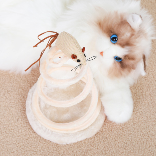 Cat toys cat supplies spiral wire spring linen disk cat scratching board linen mouse