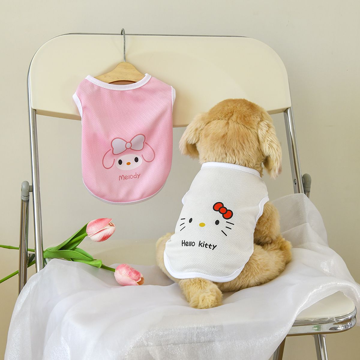 Big dog clothes thin summer vest candy color Sanrio series Kulomi printed cat dog large dog clothes