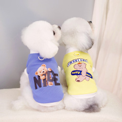Pet dog clothes pet clothing spring and summer bibie bear teddy pet vest suspender waffle printed T-shirt