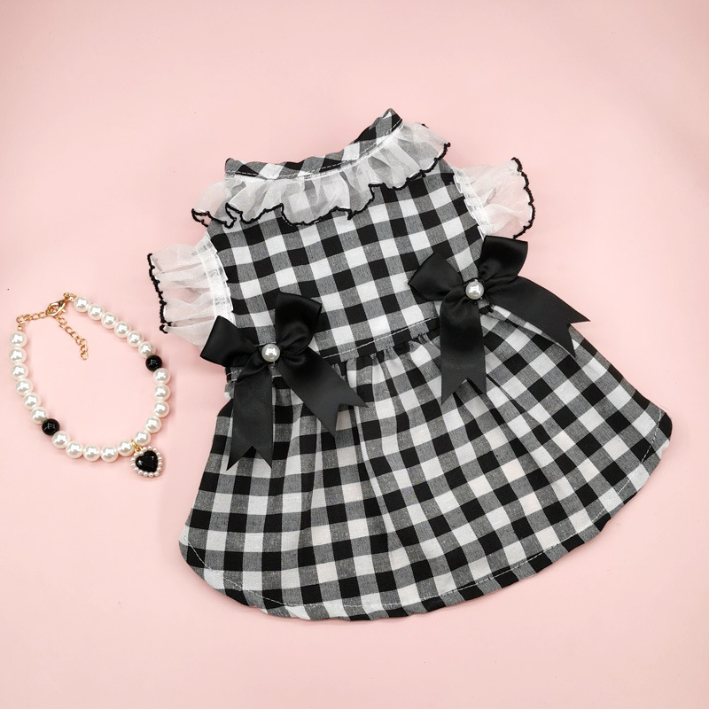 Spring and summer retro small fragrance style elegant dog clothes pet cat skirt