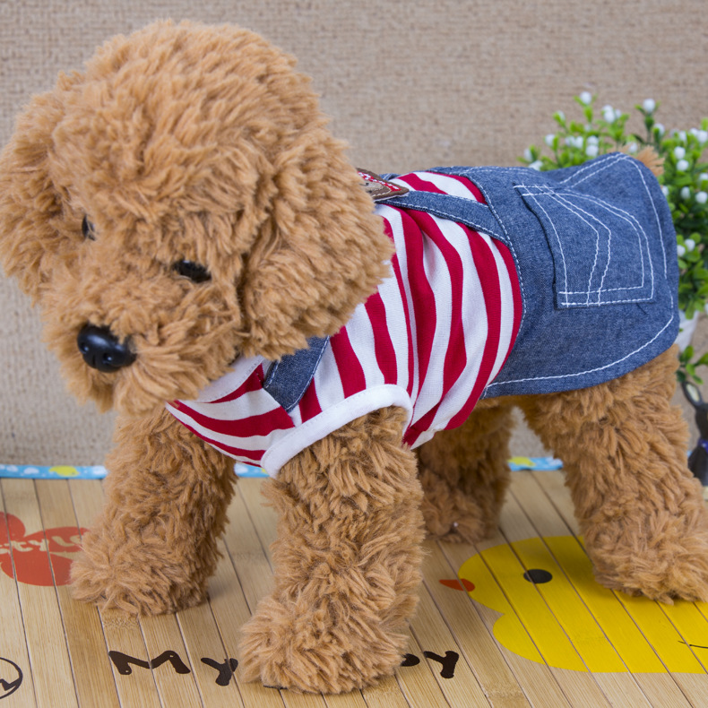Pet Clothes New Striped Strap Skirt Strap Pants