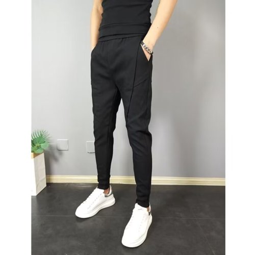Pants for men's spring, autumn and winter plus velvet new style handsome little feet pants nine-point fashion brand casual work trousers