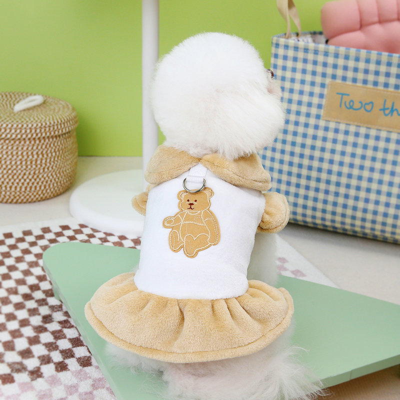 Pet clothing dog clothes cat puppy teddy bibie bear snow bear traction cotton skirt