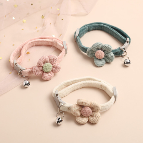 New Wholesale Pet Collar Traction Cute Cartoon Flower Bell Collar Cat Necklace Small Dog Supplies