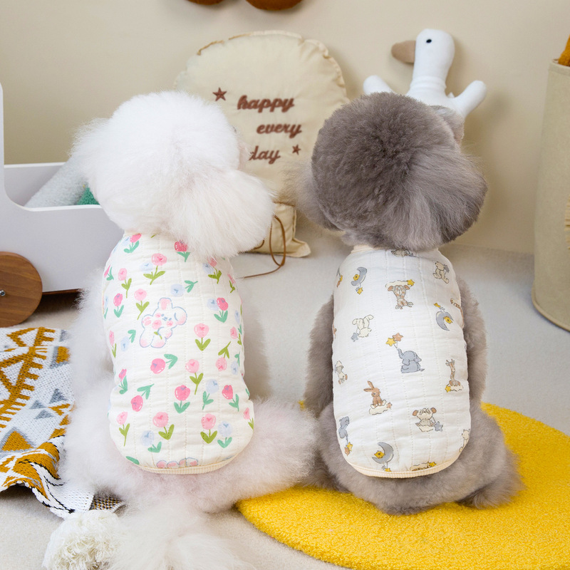 Pet supplies dog clothes cat small dog comfortable Teddy double-layer gauze cotton vest