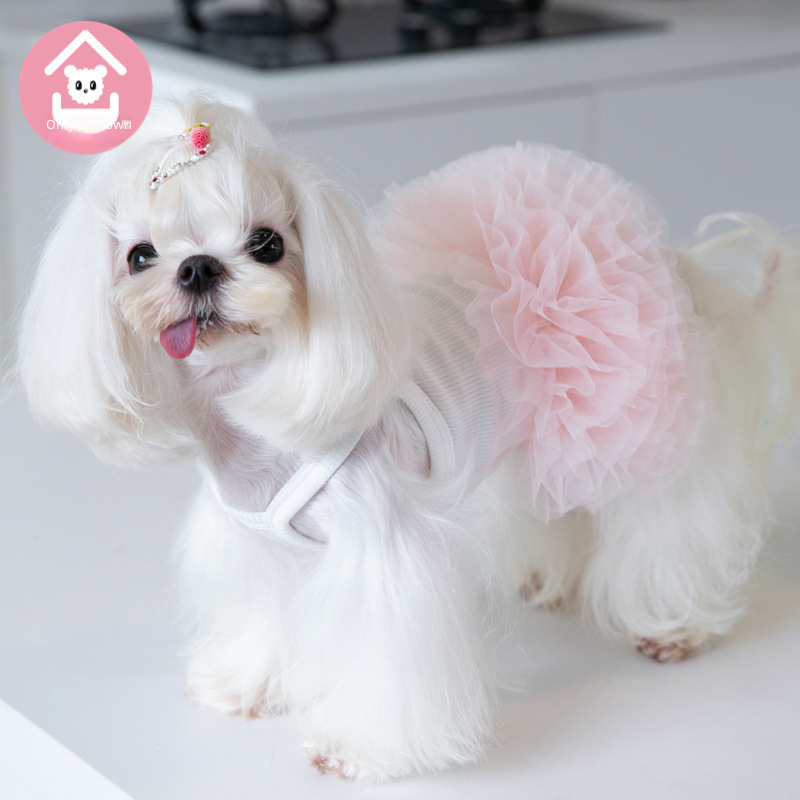 Ballet mesh layered tutu skirt cat dog teddy skirt Japanese and Korean fashion pet clothes