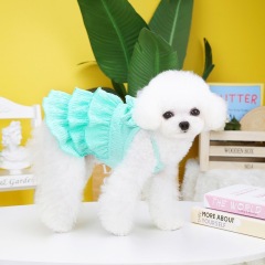 Pet spring and summer thin dog skirt Teddy Bichon Bear Small Dog Cat Candy Color Layered Dress