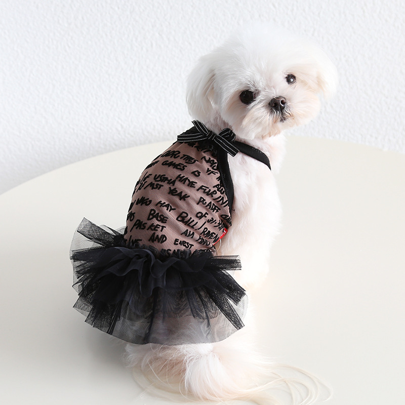 Light luxury letter lace tulle skirt spring and summer new dog and cat pet clothes