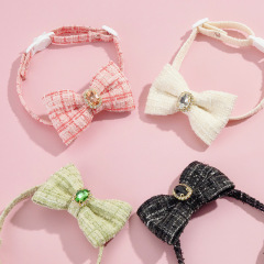Pet collar adjustable cat bow tie hanging bow and elegant plaid decoration