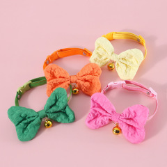 Candy Colored Denim Bow Pet Collar Adjustable Bell Cat Puppy Dog Big Bow Tie Accessories Necklace