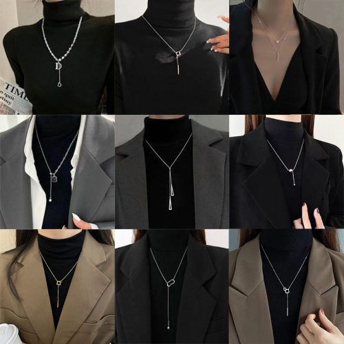 Simple design sweater necklace for women with high-end long necklace niche temperament double-layer sweater chain jewelry