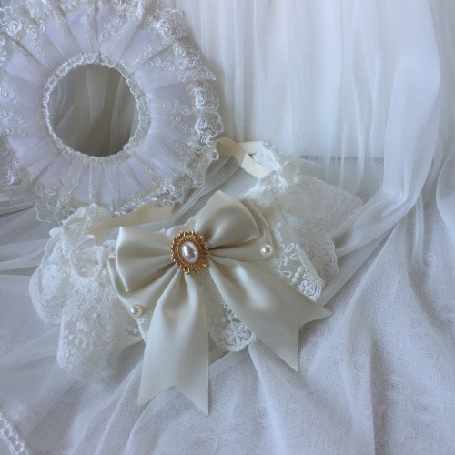 Pet wedding scarf cat scarf pet lace cat saliva scarf large medium small dog Teddy bib