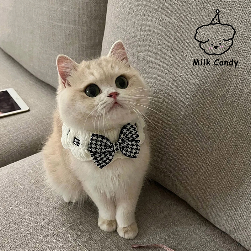 Cat scarf bow tie pet collar bibble water towel knit collar decoration bib cute photo dog