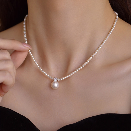 Flash Diamond Xiaomi Pearl Pearl Pendant Necklace for Women's New Elegant Clavicle Chain Temperament High-end Necklace