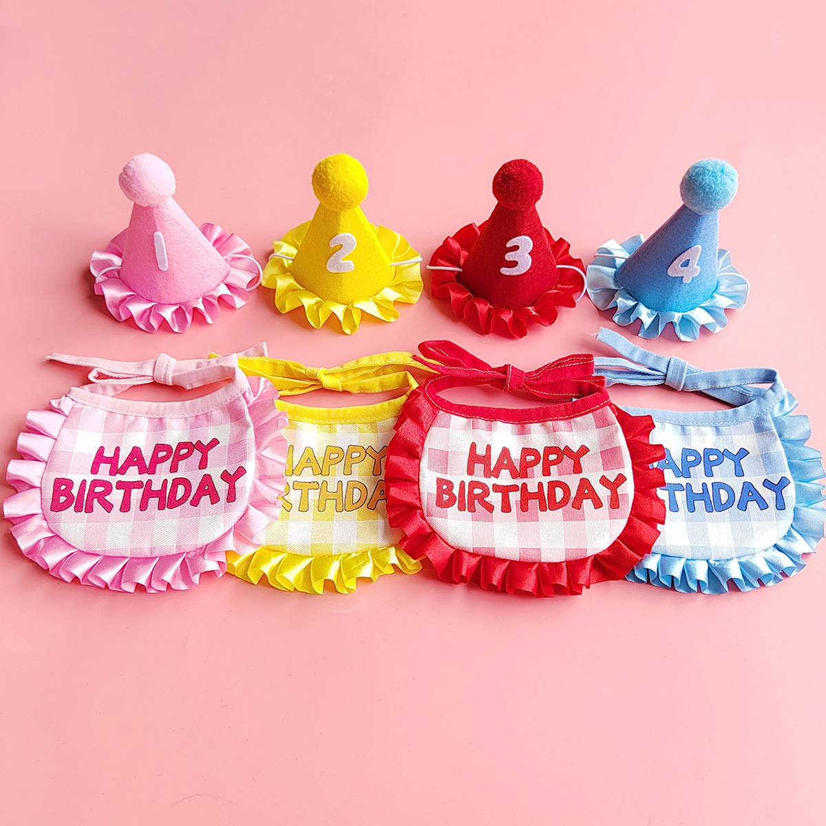 Pet birthday hat bib cat happy birthday suit cute prop combination dress jewelry scarf saliva towel