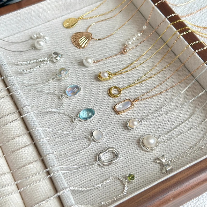 Ins style pearl shell summer versatile necklace for women with bows without fading niche design clavicle chain jewelry
