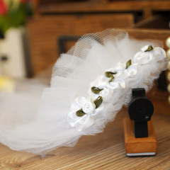 Pet wedding headdress dog bride headdress flower tulle small dog headdress