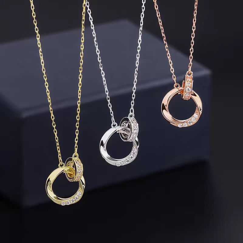 Double ring couple necklace new light luxury niche sweatshirt chain high-end feeling