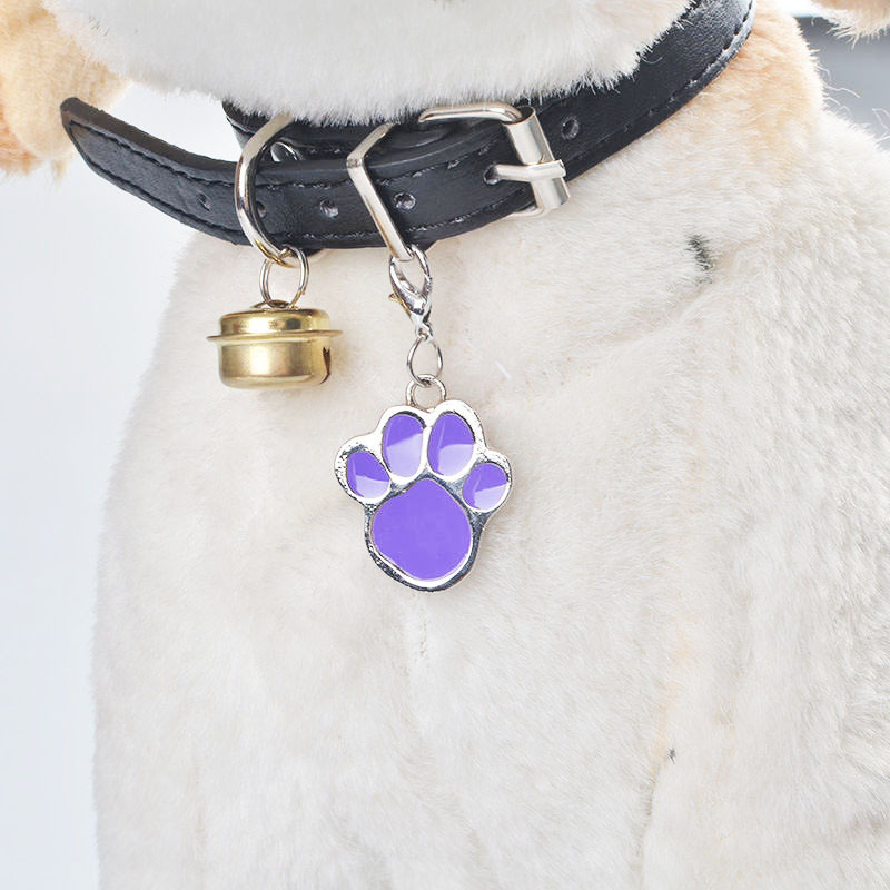 Small dog pet dog brand anti-lost identity glitter powder footprint collar ornament pendant