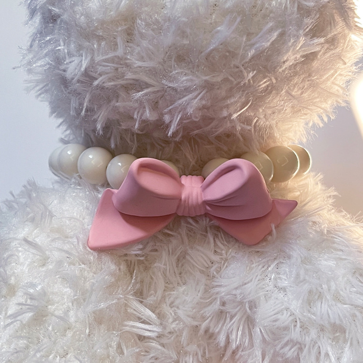 Pet supplies necklace necklace pink bow cat necklace accessories accessories small and medium-sized dog necklace