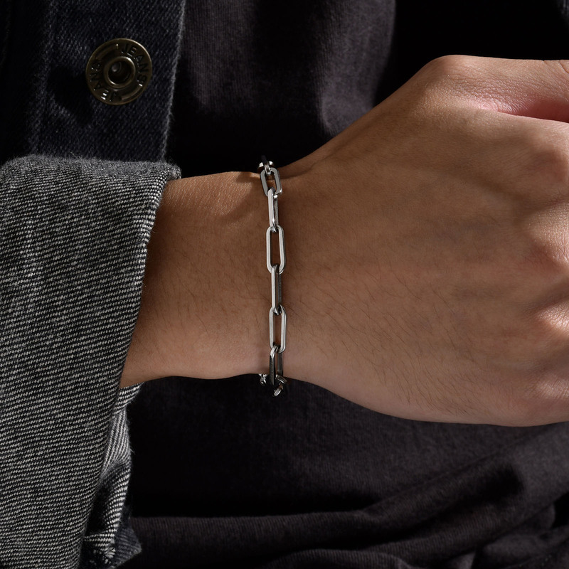 Fashion bracelet Stainless steel Flat cross chain Bracelet Steel color