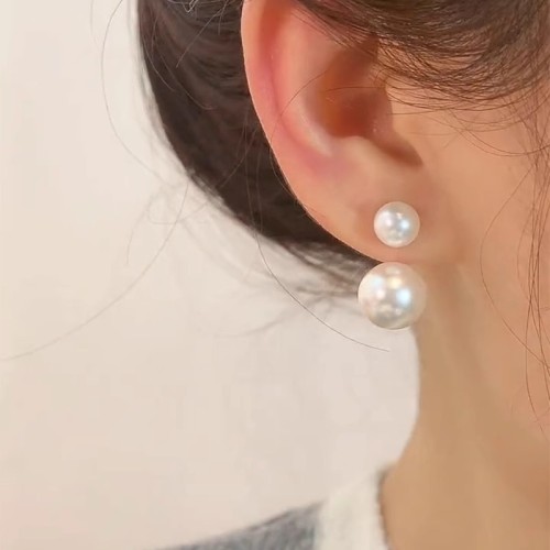 S925 silver needle fashion two-wear large and small pearl earrings for women exquisite light luxury niche design high-end autumn and winter earrings