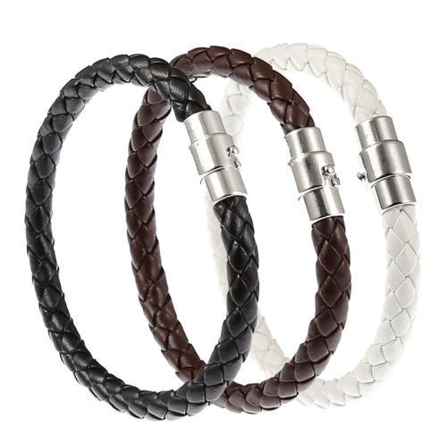 Men's insurance buckle leather rope bracelet leather couple bracelet