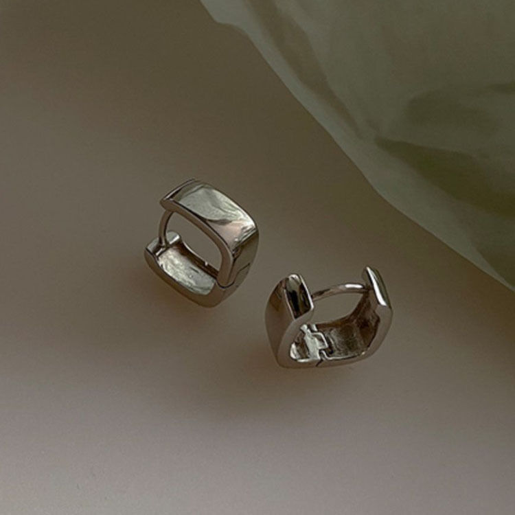 Square earbuds new style high-end earrings snap-on square earrings for women's trendy jewelry
