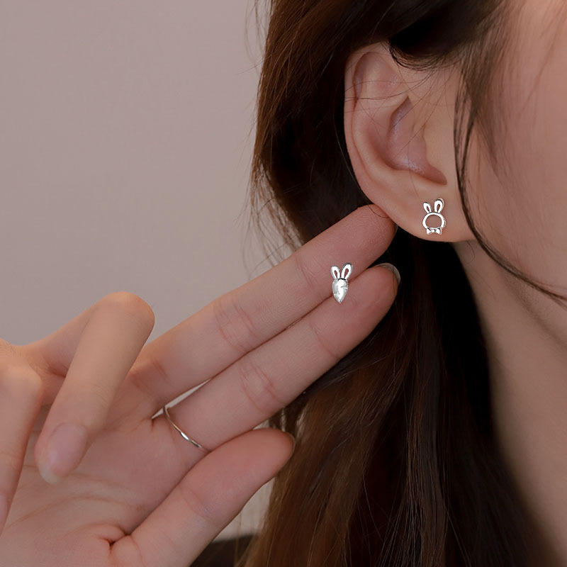 s999 sterling silver earrings for women rabbit radish niche design sense no removal ear accessories for the year of zodiac