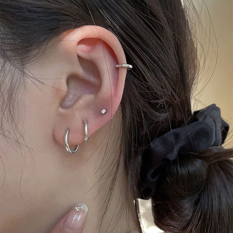 925 silver-raising ear piercing ear studs for women without taking off earrings earrings earrings earrings ear buckles ins high-end earrings