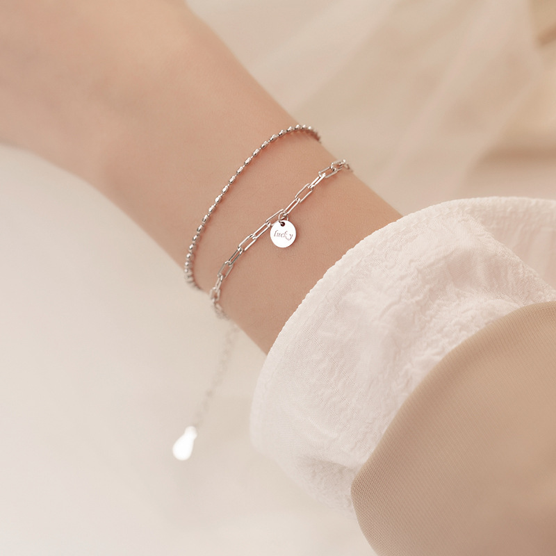 Little lucky lucky bracelet for women fashion versatile niche design geometric double-layer best friend chain